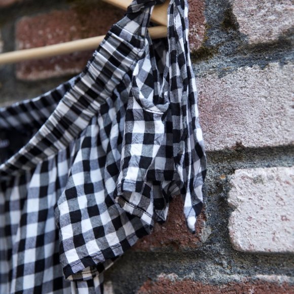 Aakaa gingham off the shoulder dress w/pockets - Picture 6 of 8